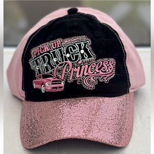 Pink and Black Pickup Truck Princess Shiny BaseBall Cap Hat